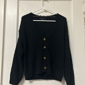 Sanctuary Black Textured V-Neck Button Cardigan